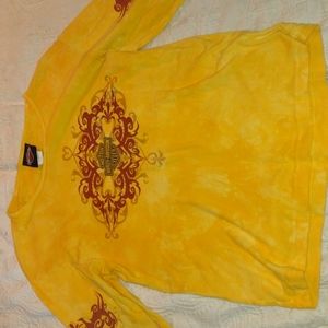 Women's Harley Davidson tie dyed yellow Cotton Tshirt Size Small